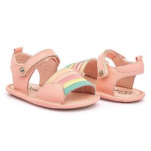 Sandália Baby Menina Gambo Pêssego Arco-Íris