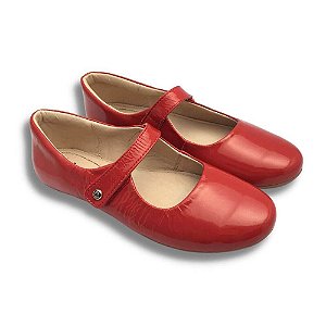 Sapatilha Menina Gambo Vermelha Verniz Mary Jane