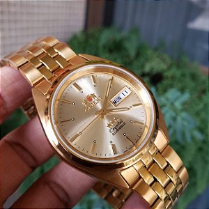 Relógio Masculino Orient Automático Clássico Dourado FAB0000FC9