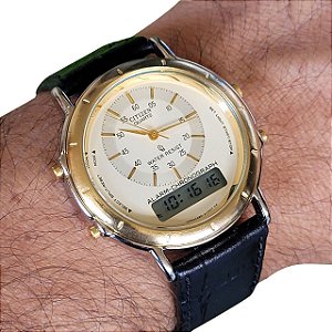 Relógio Vintage Citizen c480-317057 Dual Time Quartz Alarme