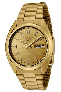 Relógio Seiko Automático Plaque Ouro Fundo Dourado Snxs80k