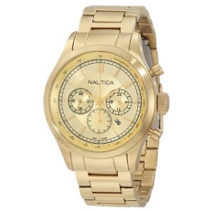 Relógio Masculino Nautica A22619G Cronógrafo Analógico Dourado