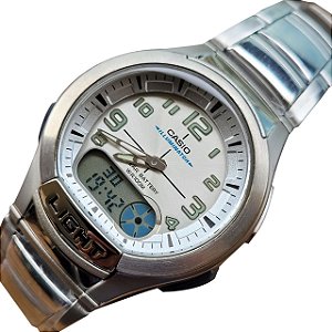 Relógio Casio Masculino Anadigi AQ-180WD-7BVDF Aço Inox