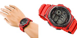 Relógio Masculino Casio Ae1000w-4a Vermelho