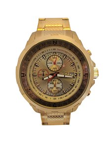 Relógio Masculino Vip Mh8318 Dourado Cronógrafo