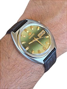 🟢 Relógio Orient Vintage Anos 70 ⌚️🔥 Mostrador Verde Raro + Funcionamento Perfeito!