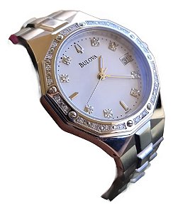 Relógio Feminino Bulova Super Luxo Aro De Diamantets 96r118 Prateado