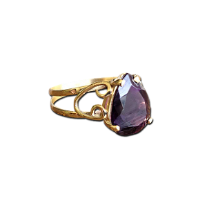 Anel Feminino Ouro 18kt Com Ametista Natural Lapidação Gota Dourado