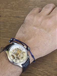 ROTARY SKELETON AUTOMÁTICO PULSEIRA COURO ANOS 90 40MM