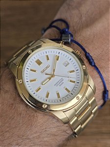 Seiko Perpetual Calendar 100M Original Masculino Dourado Calendário Perpétuo