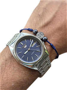 Relógio Seiko 5 Automático 7009-3040 1981 Vintage Clássico Azul Day-Date
