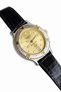 Bulova Marine Star Swiss Quartz 1992 Vintage 100m Calendário 6h Raro 36mm