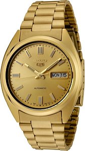 Seiko Relógio masculino SNXS80K Seiko 5 automático, dourado