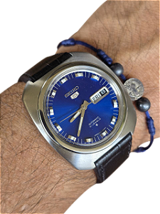 Relógio Seiko 5 Automático Azul 1973 Japão Cal 6119 Vintage Raro Revisado 38mm