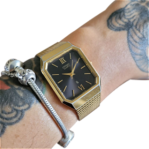 Relógio Unissex Citizen Quartz Vintage 6030-S01282 Anos 80 Dourado Clássico