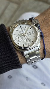 Seiko Chronograph Vintage Aço Original Raro Mostrador Texturizado Ano 2009 Calibre 7T92