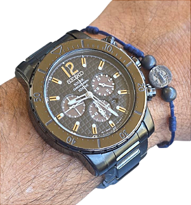 Relógio Masculino Seiko Solar Cronógrafo Black PVD Cal. V175