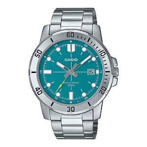 Relógio Casio Masculino MTP-VD01D-3E2VUDF Turquesa Aço Quartz 50M Data