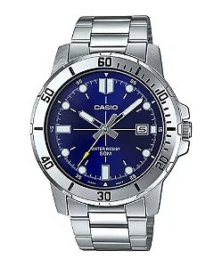 Relógio Casio Masculino MTP-VD01D-2EVUDF Azul Aço Quartz 50M Original
