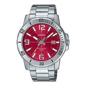 Relógio Casio Masculino MTP-VD01D-4BVUDF Vermelho Aço Quartz 50M Data