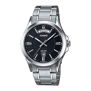 Relógio Casio MTP-1381D-1AVDF Preto Aço Dia Data 50M Original