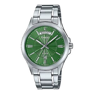 Relógio Casio MTP-1381D-3AVDF Verde Aço Dia Data 50M Original