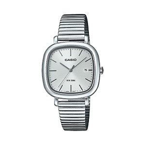 Relógio Casio Feminino LTP-B166D-7AVDF Prata Retangular Aço Inox 50M