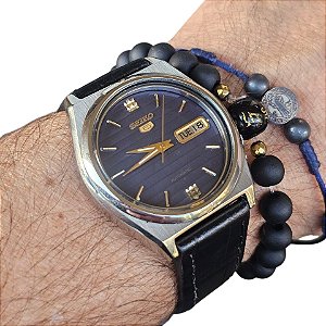 Relógio Automático Seiko 5 Azul Vintage Cal. 7009 17 Rubis