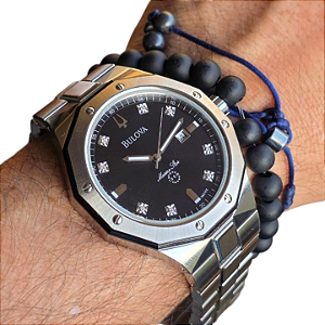 Bulova Marine Star 98d103 Diamantes Aro Dodecagonal 44mm