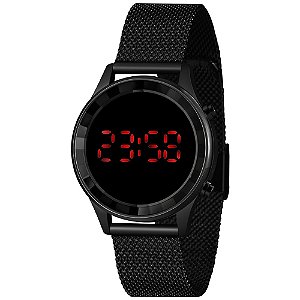 Relógio Feminino Lince LDN4647L LED Vermelho Preto Mesh