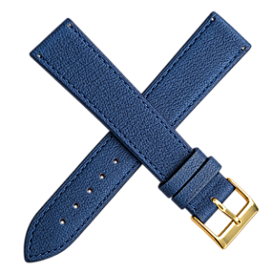Pulseira Chainon Couro Porco 18mm Azul P/ Relógio Pulso