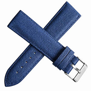 Pulseira Chainon Couro Porco 24mm Azul P/ Relógio Pulso