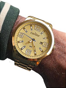 Relógio Condor CO2115KTJ Quartz Dourado Champagne Calendário