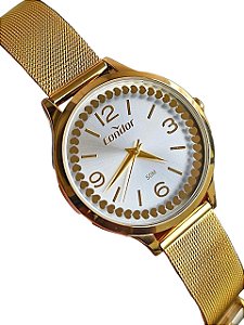 Relógio Feminino Condor Dourado Corações COPC21AEBX
