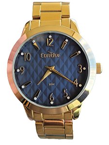 Relógio Feminino Condor CO2039KNS Dourado Textura Geométrica