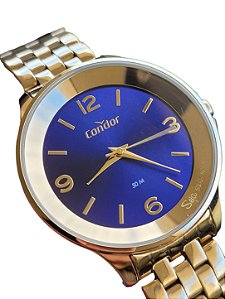 Relógio Feminino Condor Dourado Mostrador Azul CO2035MSP 50M