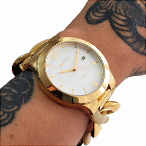 Relógio Technos 2115UK Dourado Elos Integrados Quartzo 39 mm