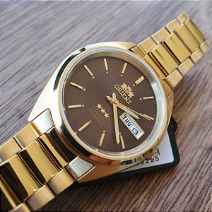 Relógio Masculino Orient Automático Clássico Dourado FAB00004T9