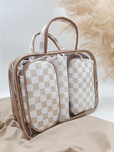 Kit Necessaire Nude Xadrez F34NDX
