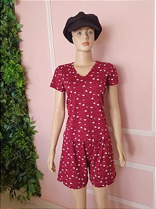 Pijama Curto Vinho D29VI