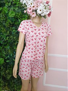 Pijama Curto Cereja Rosa D29CRO