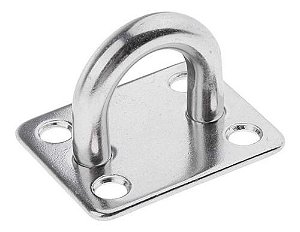 Alça com Base Retangular Em Aço Inox Convés Toldo Barco 6mm