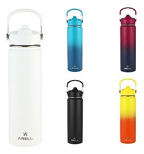 Garrafa Térmica Arell Straw FlaskBlack Esporte Fitness 532ml