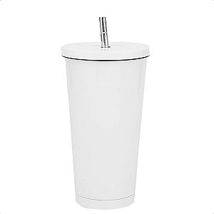 Copo Térmico Com Tampa e Canudo Inox 500ml Para Café Bebidas