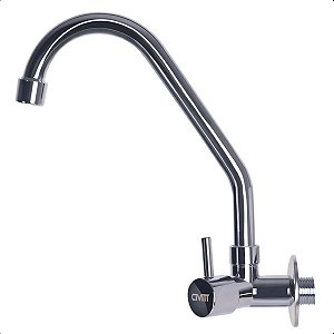 Torneira de Parede Para Cozinha Bica Alta de Metal Giratoria