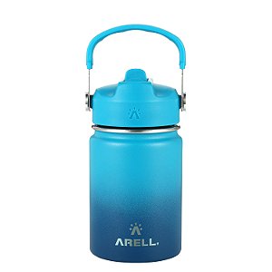 Garrafa Térmica Arell Straw Ocean Blue Esporte Fitness 355ml