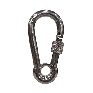 Mosquetão Em Aço Inox 6 Mm Trava Rosca Carga Max 70Kg