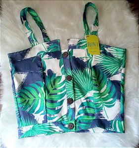 Cropped Folhagens Botões