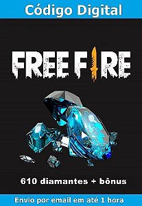 Free Fire - 610 Diamantes + 10% de Bônus