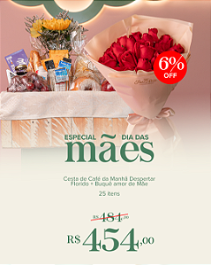 Kit Cesta Matinal Despertar Florido + Buque Amor de Mãe